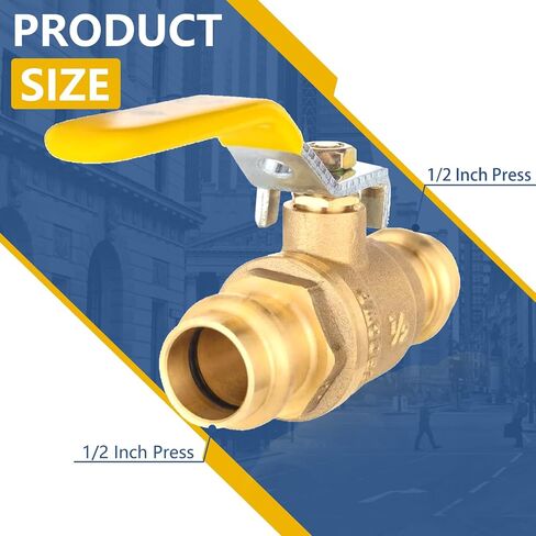 1/2-Inch Press X Press Ball Valve for Copper Tubing,Brass Full Port Water Stop Shut Off Ball Valve,1/4 Turn with EPDM O-ring(Pack of 5) in Saudi Arabia