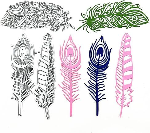 Metal 3pcs Feather Die Cuts, Plume Feathers Leaves Cutting Die DIY Crafts Template Mould Stencils for DIY Embossing Card Making Album Decorative Paper Scrapbooking in Saudi Arabia