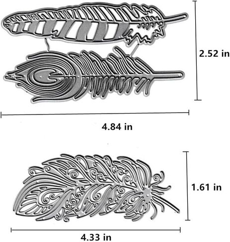 Metal 3pcs Feather Die Cuts, Plume Feathers Leaves Cutting Die DIY Crafts Template Mould Stencils for DIY Embossing Card Making Album Decorative Paper Scrapbooking in Saudi Arabia