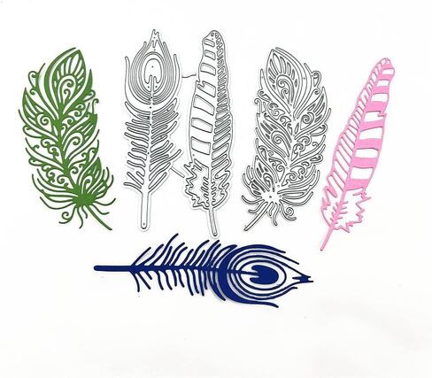 Metal 3pcs Feather Die Cuts, Plume Feathers Leaves Cutting Die DIY Crafts Template Mould Stencils for DIY Embossing Card Making Album Decorative Paper Scrapbooking in Saudi Arabia