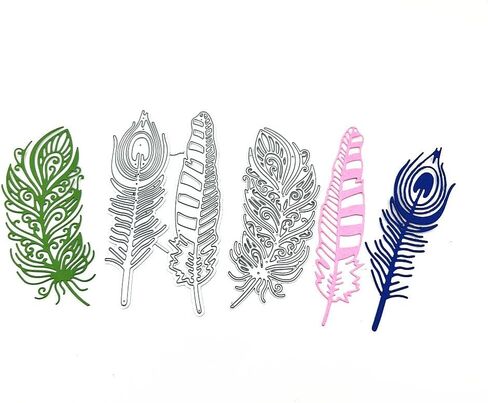 Metal 3pcs Feather Die Cuts, Plume Feathers Leaves Cutting Die DIY Crafts Template Mould Stencils for DIY Embossing Card Making Album Decorative Paper Scrapbooking in Saudi Arabia