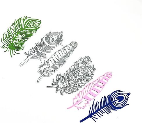 Metal 3pcs Feather Die Cuts, Plume Feathers Leaves Cutting Die DIY Crafts Template Mould Stencils for DIY Embossing Card Making Album Decorative Paper Scrapbooking in Saudi Arabia