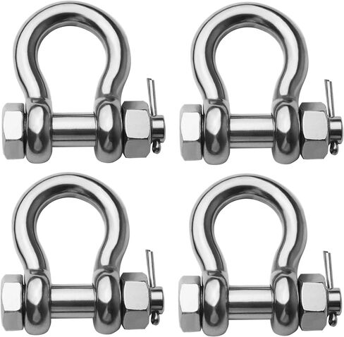 Stainless Steel D Ring Shackles 1/4" 5/16" 3/8" 1/2 inch 316 SS Heavy Duty Boat Anchor Shackle Marine Grade Bow Shackles with Cotter Pins in Kuwait