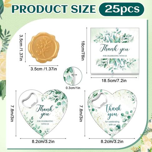 50 Sets Bottle Openers Party Favor for Guests Wedding Baby Shower Thank You Heart Shaped Magnetic Bottle Opener Thank You Gift Box with Wax Seal for Bridal Party Favor Souvenir in Saudi Arabia