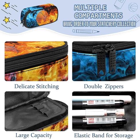حافظة أقلام مطبوعة لكرة القدم، حقيبة أقلام رصاص ذات سعة كبيرة، حقيبة أقلام رصاص مع حجرة بسحاب، حقيبة قرطاسية متعددة الوظائف للأولاد لطلاب العودة إلى المدرسة in Kuwait