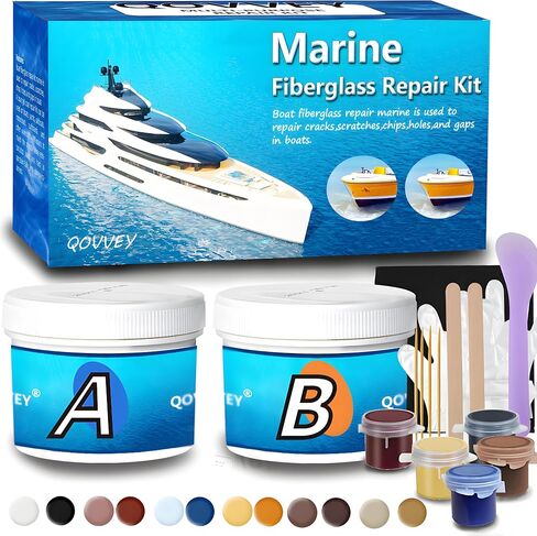 Marine Fiberglass Repair Kit for Boats - Fiberglass Gelcoat Boat Repair Kit, Quickly Fix Holes, Chips, Cracks, Pits, Scratchs, Dents,Gouges (4 oz, Multi Color Matching) in Saudi Arabia