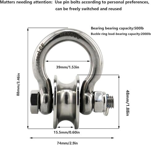 1.87in Stainless Steel Pulley Wheel Duplex Bearing Detachable 360 in Saudi Arabia