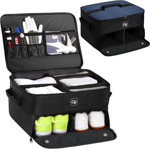 Odor-Absorbing 2-Layer Large Golf Trunk Organizer with Activated Carbon Fabric - Water-Resistant Golf Shoe Bag for Shoes Balls Tees Clothes Gloves Golf Accessories, Fathers Day Dad Gifts for Men in Saudi Arabia