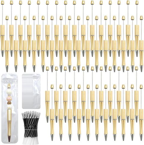 450 Pieces Beadable Pens - 150 Plastic Beadable Pens Bulk, Refills & Pen Bags Included - Beaded Pens Kit Cute Ballpoint Pens Black Ink - DIY Pens for Students & Teachers (Multicolor) in Kuwait