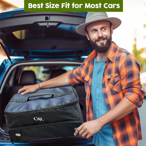 Odor-Absorbing 2-Layer Large Golf Trunk Organizer with Activated Carbon Fabric - Water-Resistant Golf Shoe Bag for Shoes Balls Tees Clothes Gloves Golf Accessories, Fathers Day Dad Gifts for Men in Saudi Arabia