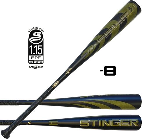 Stinger Missile 3 USSSA Baseball Bat Drop 10 و8 و5 - مضرب بيسبول شبابي معتمد من قطعة واحدة - برميل 2 3/4 بوصة in Saudi Arabia