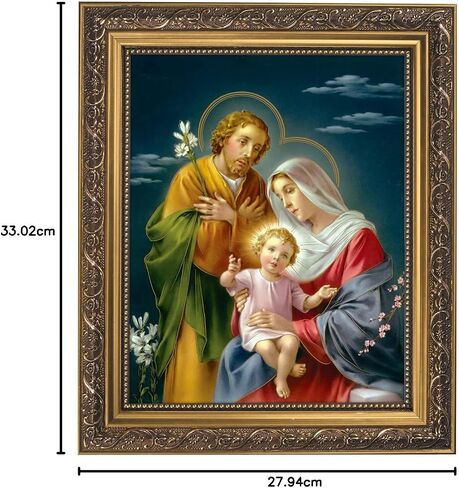 Gerffert Christian Wall Décor Ornate Gold Framed Artwork, 11 x 13-Inch, Holy Family in Saudi Arabia