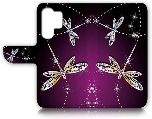 لهاتف Samsung S23 Ultra، Samsung Galaxy S23 Ultra، غطاء بتصميم فني على شكل محفظة قلابة على شكل زهرة وفراشة حماية لكامل الجسم AD003 (#24886 Purple Rose Flower s23u) in Kuwait