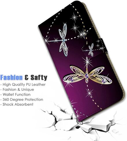 لهاتف Samsung S23 Ultra، Samsung Galaxy S23 Ultra، غطاء بتصميم فني على شكل محفظة قلابة على شكل زهرة وفراشة حماية لكامل الجسم AD003 (#24886 Purple Rose Flower s23u) in Kuwait