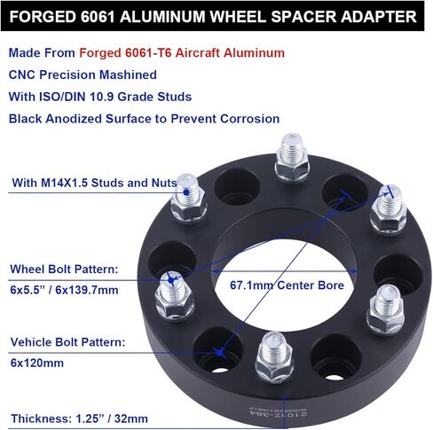 VLAOSCHI Black 6x120 to 6x5.5 Wheel Adapters 1 Inch 14x1.5 Studs Compatible with Chevy GMC-Cadillac 6 Lug for 2015-2023 Colorado | 2018-2023 Traverse | 2019-2023 Blazer | 2015-2022 Canyon- Pack of 4 in Kuwait