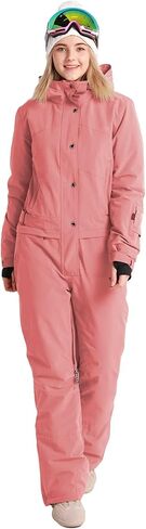 Womens One Piece Ski Suit Colorful Jumpsuits Snowboard Snowsuits Winter Outdoor Waterproof for Snow Sports(XL,Pink) in Saudi Arabia