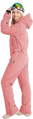 Womens One Piece Ski Suit Colorful Jumpsuits Snowboard Snowsuits Winter Outdoor Waterproof for Snow Sports(XL,Pink) in Saudi Arabia