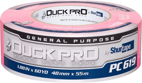 Shurtape Duck Pro درجة الأغراض العامة، درجة التخصص، شريط لاصق من القماش الفلوريسنت لوضع الملصقات ووضع علامات على الأرضية وتجليد الكتب، 48 مم × 60 ياردة، 9.0 مل، برتقالي فلورسنت، 1 لفة (105451) in Kuwait