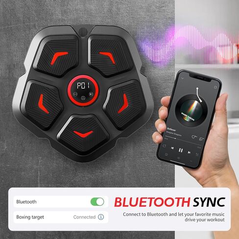 Music Boxing Machine with Boxing Gloves, Suitable for 1 or 2 Players, Smart Bluetooth, Wall Mounted, Professional Music Boxing Workout Equipment for Adults & Kids - 2024 Black Ruby Edition in Saudi Arabia