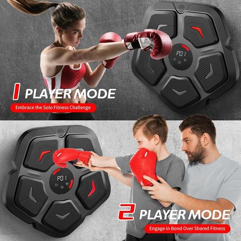 Music Boxing Machine with Boxing Gloves, Suitable for 1 or 2 Players, Smart Bluetooth, Wall Mounted, Professional Music Boxing Workout Equipment for Adults & Kids - 2024 Black Ruby Edition in Saudi Arabia