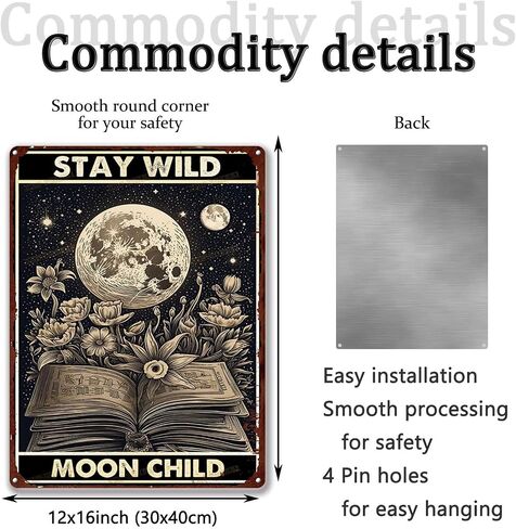 Decor Art Tin Signs Stay Wild Moon Child Tin Signs Pub Diner Cafe Wall Decor Home Decor Art 6x8inch in Kuwait
