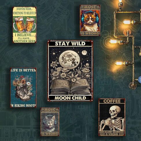 Decor Art Tin Signs Stay Wild Moon Child Tin Signs Pub Diner Cafe Wall Decor Home Decor Art 6x8inch in Kuwait