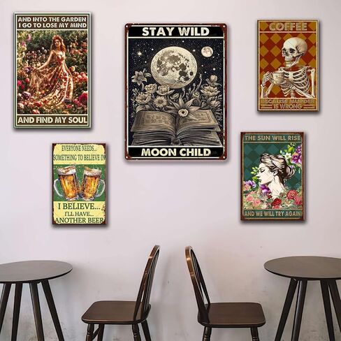 Decor Art Tin Signs Stay Wild Moon Child Tin Signs Pub Diner Cafe Wall Decor Home Decor Art 6x8inch in Kuwait