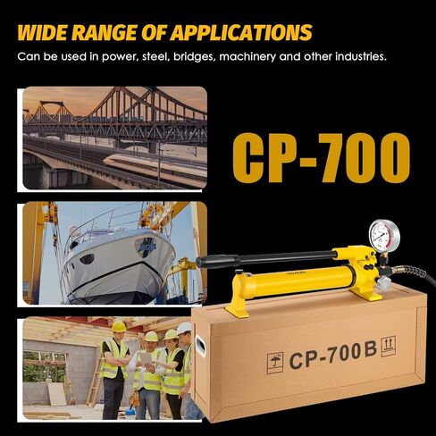 NEWTRY CP-700 Manual Hydraulic Hand Pump w/Oil Gauge Single Acting 9947psi for Separate Type Hydraulic Tool… in Saudi Arabia