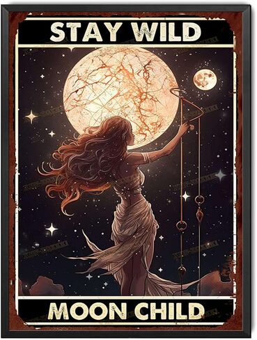 Decor Art Tin Signs Stay Wild Moon Child Tin Signs Pub Diner Cafe Wall Decor Home Decor Art 6x8inch in Kuwait