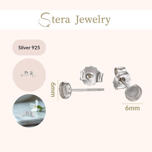 925 Sterling Silver Round Setting 4-10 mm Bezel Cups Stud Earrings with Post & Butterfly Backs in Saudi Arabia