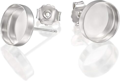925 Sterling Silver Round Setting 4-10 mm Bezel Cups Stud Earrings with Post & Butterfly Backs in Saudi Arabia