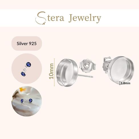 925 Sterling Silver Round Setting 4-10 mm Bezel Cups Stud Earrings with Post & Butterfly Backs in Saudi Arabia