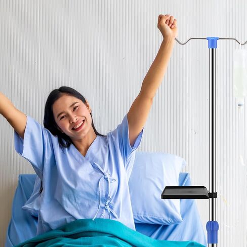 Nuanchu IV القطب مع عجلات وصينية قابل للتعديل IV حامل أقطاب طبية IV محمولة من الفولاذ المقاوم للصدأ حامل حامل IV لعيادة المستشفى والمنزل وممارسة تمريض الأطفال والعلاج in Saudi Arabia