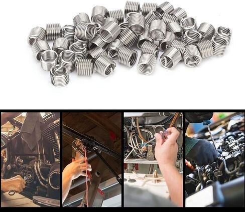 50pcs M10 x 1.5 Wire Thread Insert Thread Repair Sleeve Socket Bushing Screw Steel Shell Spiral Wire Helicoil Screw for Automotive Repair(1.5D) in Saudi Arabia