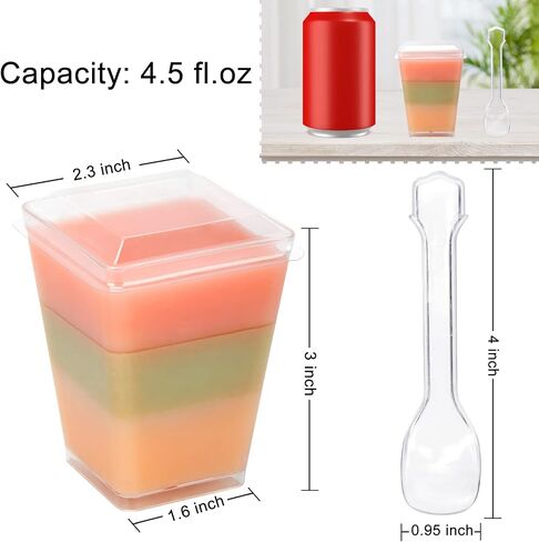 60 Pack 4.5OZ Parfait Cups with Lids, Clear Dessert Cups with Spoons Plastics Dessert Cups with Lids and Spoons Sturdy for Pudding Yogurt Fruit Party in Saudi Arabia