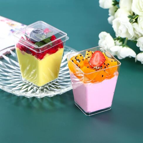 60 Pack 4.5OZ Parfait Cups with Lids, Clear Dessert Cups with Spoons Plastics Dessert Cups with Lids and Spoons Sturdy for Pudding Yogurt Fruit Party in Saudi Arabia