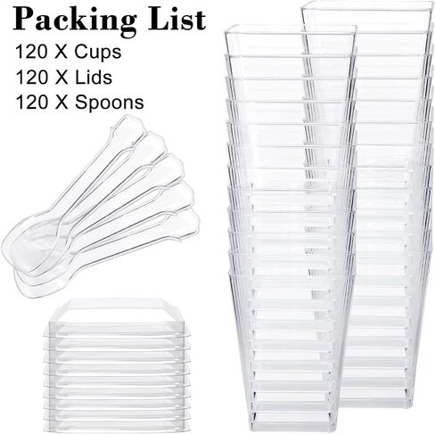 60 Pack 4.5OZ Parfait Cups with Lids, Clear Dessert Cups with Spoons Plastics Dessert Cups with Lids and Spoons Sturdy for Pudding Yogurt Fruit Party in Saudi Arabia
