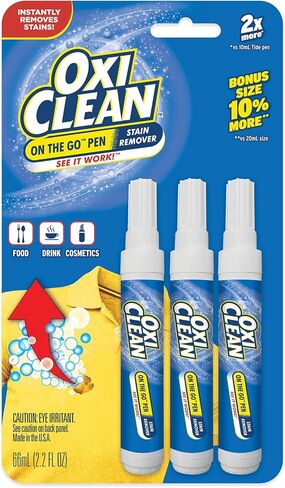 OxiClean On The Go Stain Remover Pen for Clothes and Fabric, to Go Instant Stain Removal Stick, 3-Count (Packaging May Vary) in Kuwait