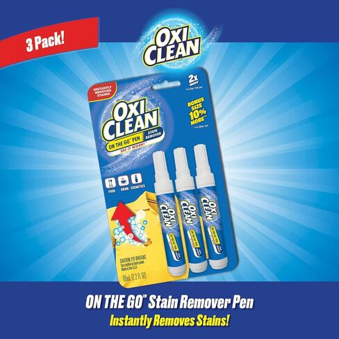 OxiClean On The Go Stain Remover Pen for Clothes and Fabric, to Go Instant Stain Removal Stick, 3-Count (Packaging May Vary) in Kuwait