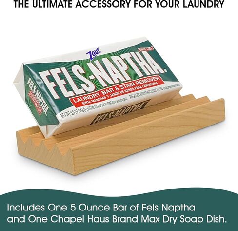 قالب منظف الغسيل Fels Naptha - 5 أونصة من صابون الغسيل Fels Naptha وحزمة مزيل البقع (نمط الممشى الخشبي) - احصل على الإكسسوار المثالي لقضبان صابون Fels Naptha الخاصة بك. in Kuwait