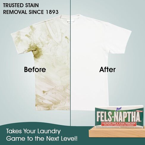 قالب منظف الغسيل Fels Naptha - 5 أونصة من صابون الغسيل Fels Naptha وحزمة مزيل البقع (نمط الممشى الخشبي) - احصل على الإكسسوار المثالي لقضبان صابون Fels Naptha الخاصة بك. in Kuwait