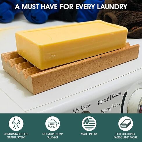 قالب منظف الغسيل Fels Naptha - 5 أونصة من صابون الغسيل Fels Naptha وحزمة مزيل البقع (نمط الممشى الخشبي) - احصل على الإكسسوار المثالي لقضبان صابون Fels Naptha الخاصة بك. in Kuwait