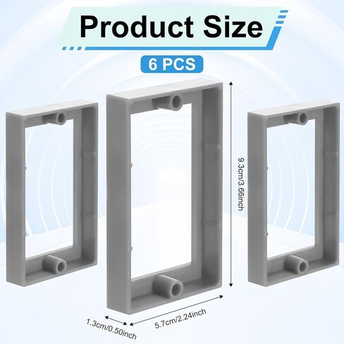 6pcs Electric Box Extender, 1/2" Single Gang Receptacle Outlet Box Extenders Outlet Extension Box for Electric Outlet Switches and Electric Box (Black) in Saudi Arabia