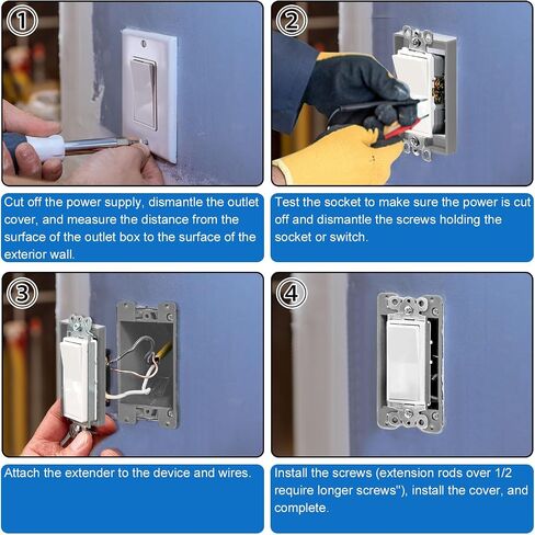 6pcs Electric Box Extender, 1/2" Single Gang Receptacle Outlet Box Extenders Outlet Extension Box for Electric Outlet Switches and Electric Box (Black) in Saudi Arabia
