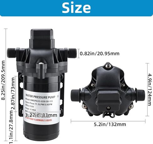 Amarine Made Water Pressure Diaphragm Pump 115V 11.3 LPM 3.0 GPM 50 PSI Water Pump Diaphragm Pressure Pump for Caravan/rv/boat/marine in Saudi Arabia