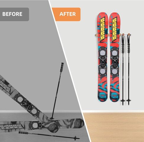 Ski Rack,Snowboard Wall Mount Ski Snowboard Storage Rack Ski Holders DIY Adustable Tool Organizers,Fits Any Ski/Snowboard/Skateboard Display (15.75inch) in Saudi Arabia
