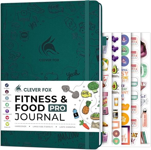 Clever Fox Fitness & Food Journal PRO – Daily Workout & Meal Planner for Women & Men – Exercise & Weight Loss Diary Notebook, 7.3x10.4" (Dark Teal) in Saudi Arabia