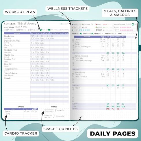Clever Fox Fitness & Food Journal PRO – Daily Workout & Meal Planner for Women & Men – Exercise & Weight Loss Diary Notebook, 7.3x10.4" (Dark Teal) in Saudi Arabia