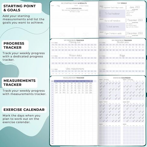 Clever Fox Fitness & Food Journal PRO – Daily Workout & Meal Planner for Women & Men – Exercise & Weight Loss Diary Notebook, 7.3x10.4" (Dark Teal) in Saudi Arabia