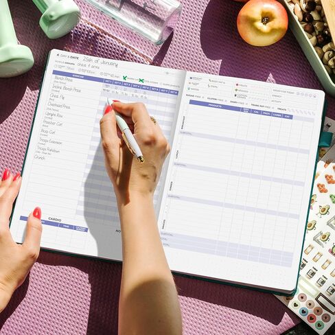 Clever Fox Fitness & Food Journal PRO – Daily Workout & Meal Planner for Women & Men – Exercise & Weight Loss Diary Notebook, 7.3x10.4" (Dark Teal) in Saudi Arabia